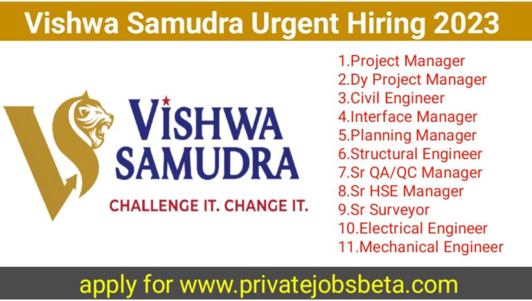 Vishwa Samudra Hiring for Upcoming Metro Project