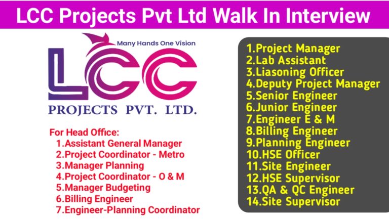 LCC Projects Pvt Ltd Walk In Interview 2023