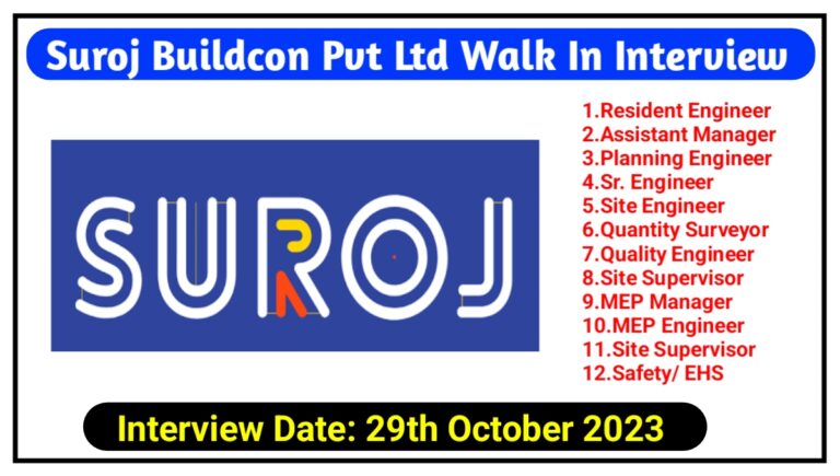 Suroj Buildcon Pvt Ltd Walk In Interview on 29th October 2023
