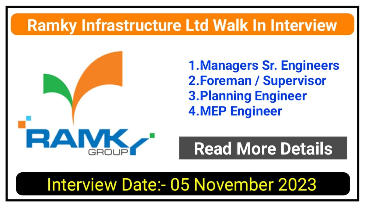 Ramky Infrastructure Limited Walk In Interview 2023