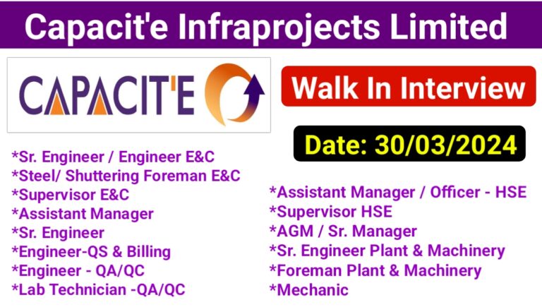 Capacit'e Infraprojects Limited Recruitment 2024