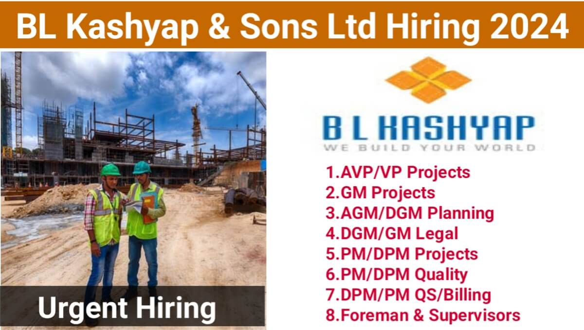 BL Kashyap & Sons Ltd New Job Vacancy 2024