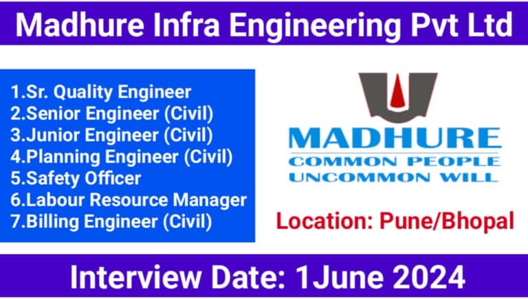Madhure Infra Engineering Pvt Ltd Walk In Interview 2024