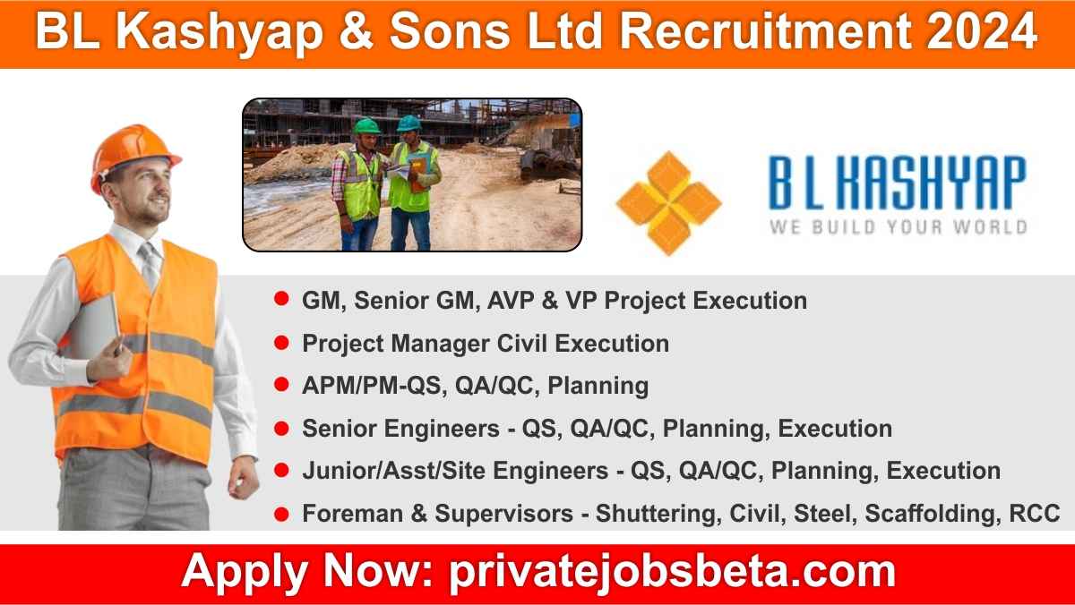 BL Kashyap & Sons Ltd Recruitment 2024