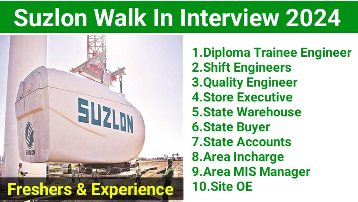 Suzlon Energy Limited Walk In Interview 2024