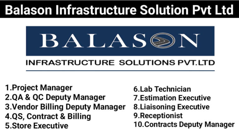 Balason Infrastructure Solution Pvt Ltd Hiring 2024 | Hiring for Multiple Positions | Construction Job