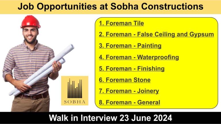 Job Opportunities at Sobha Constructions