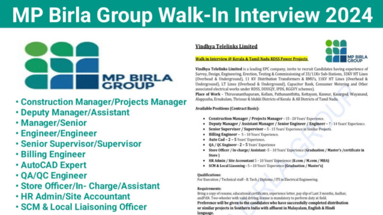 MP Birla Group Walk In Interview