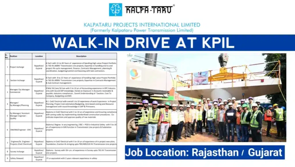 Kalpataru Projects International Ltd Vacancy