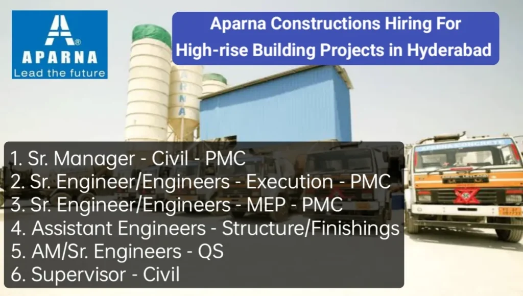 Aparna Constructions & Estates Pvt Ltd Hiring 2025