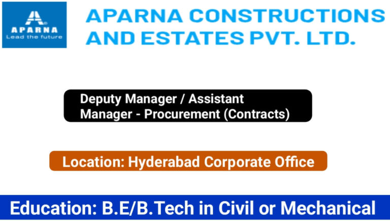 Aparna Constructions & Estates Pvt Ltd Recruitment 2025