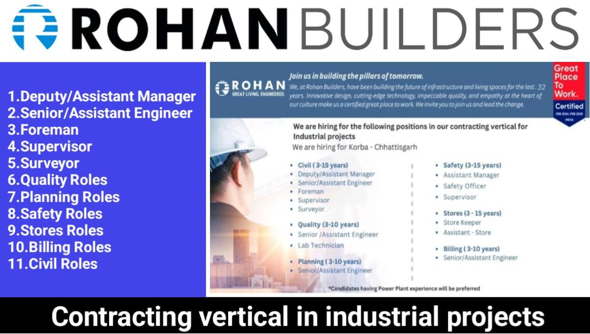 Rohan Builders Vacancy