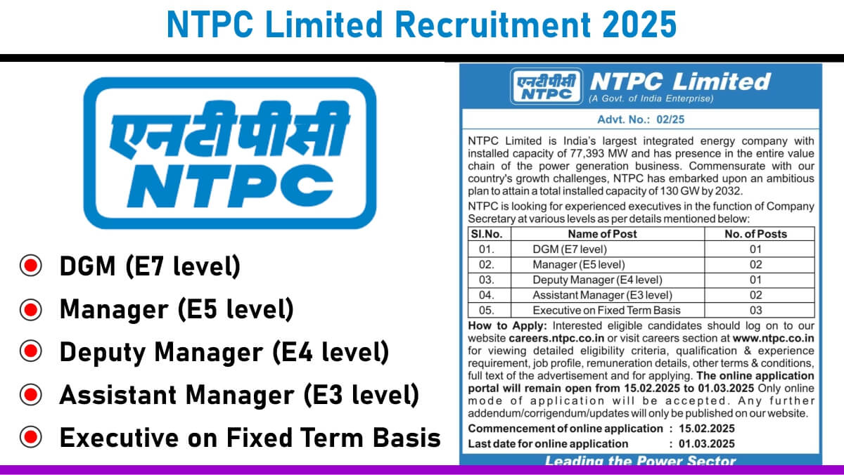 NTPC Limited Recruitment 2025