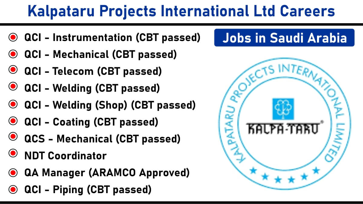 Kalpataru Projects International Ltd Careers: Recruitment for Multiple Positions | Jobs in Saudi Arabia