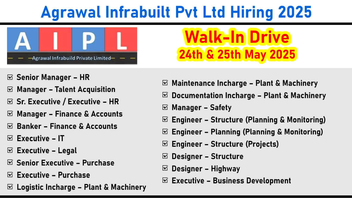Agrawal Infrabuild Pvt Ltd Hiring 2025
