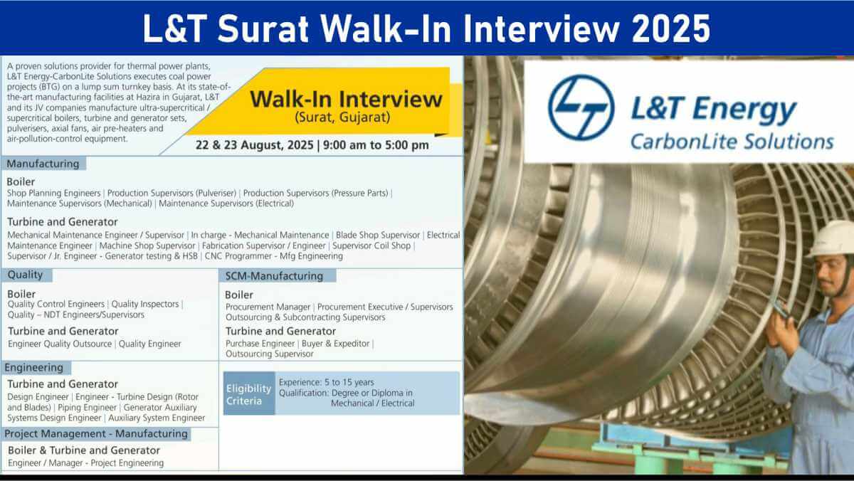 L&T Surat Walk-In Interview 2025