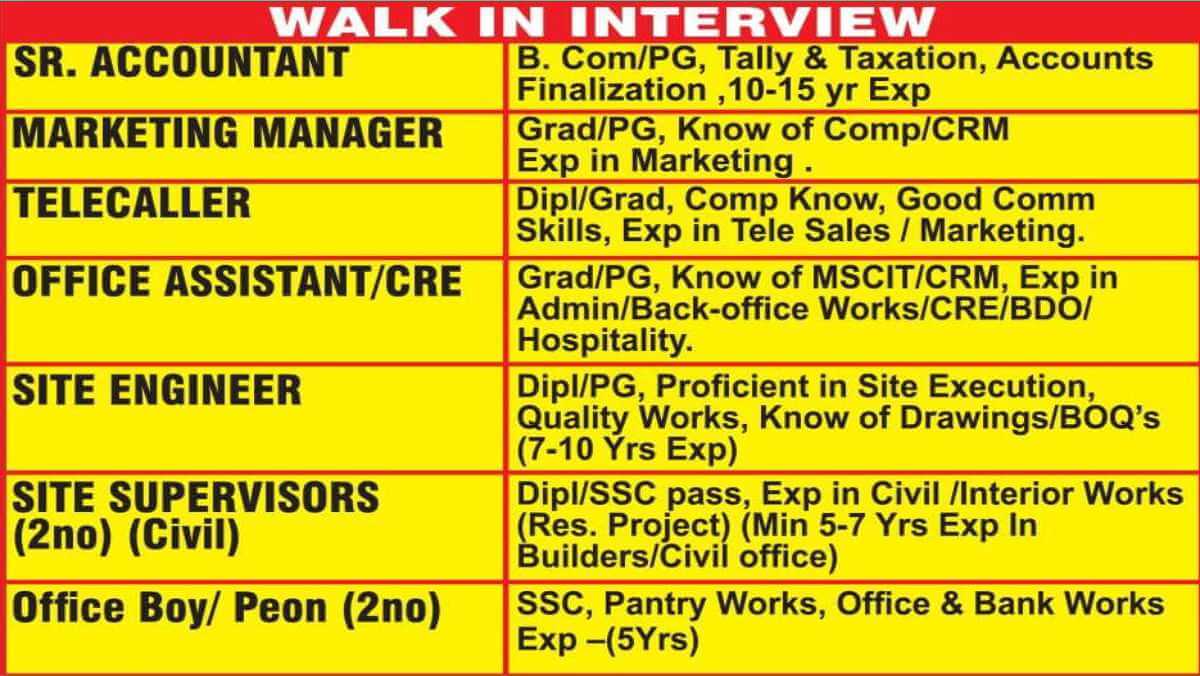 Elite World Builders Jobs Vashi
