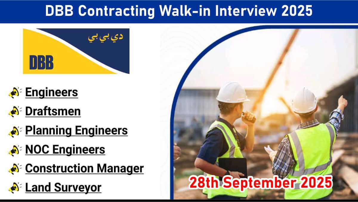 DBB Contracting Walk-in Interview 2025 | Infrastructure & Bridges Jobs in Dubai