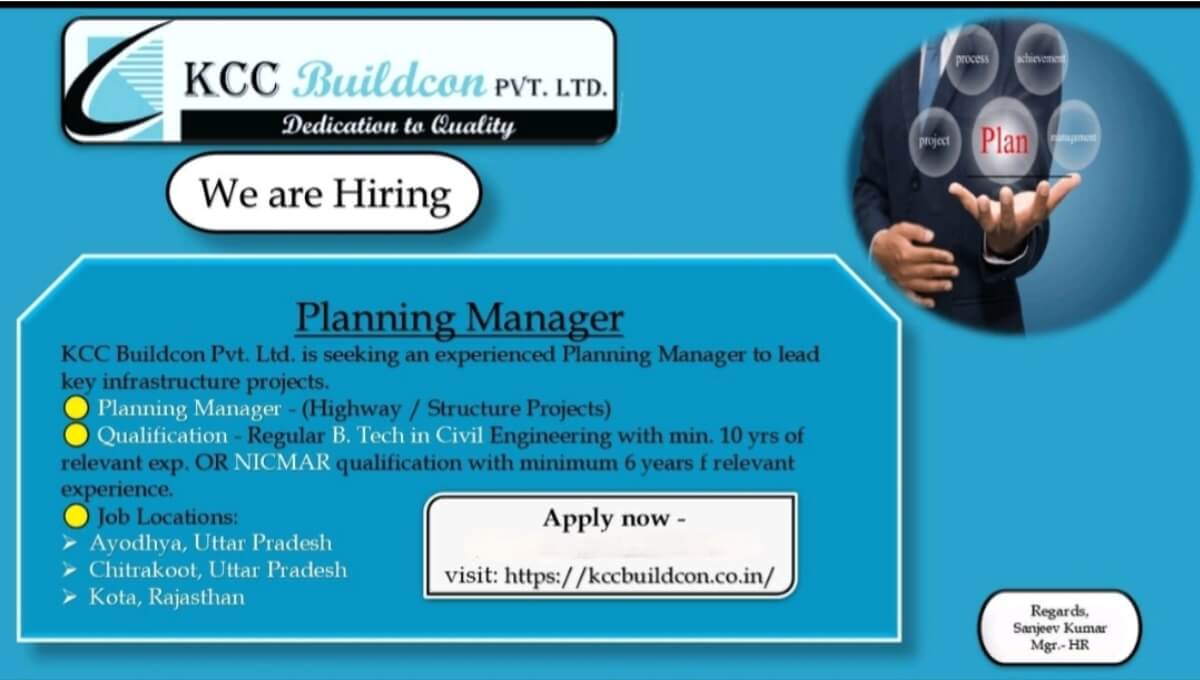 KCC Buildcon Pvt Ltd Recruitment