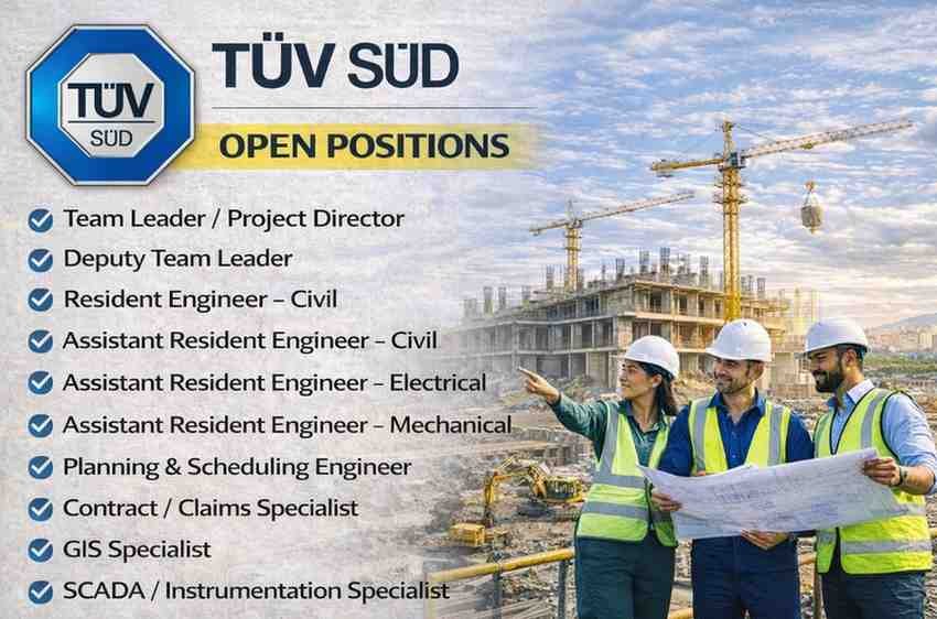 MKC Infrastructure Ltd Vacancy 2026 | For Railway and Highway Infrastructure Projects 3 MKC Infrastructure Ltd Vacancy 2026 TÜV SÜD Recruitment 2026 | For Water Supply Projects, Construction Supervision, Planning, Contracts, GIS, and SCADA Systems