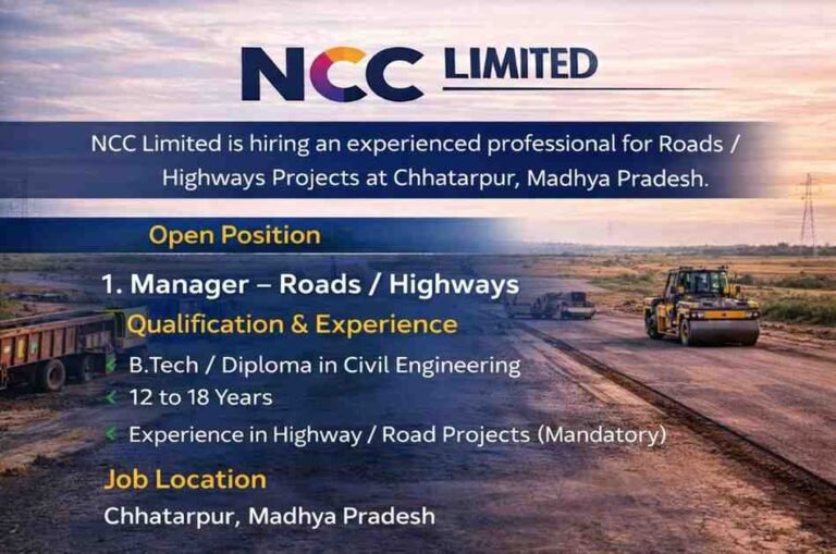 NCC Limited New Job Opening 2026