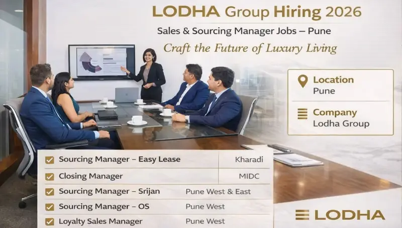 Lodha Group Vacancy 2026 | For multiple Sales and Sourcing Roles in Pune, Maharashtra