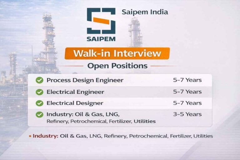 Saipem India walk-in interview April
