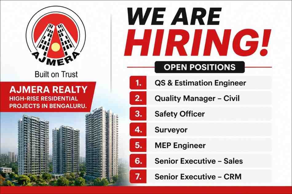 Ajmera Realty Recruitment 2026 | Multiple Engineering & Sales Jobs