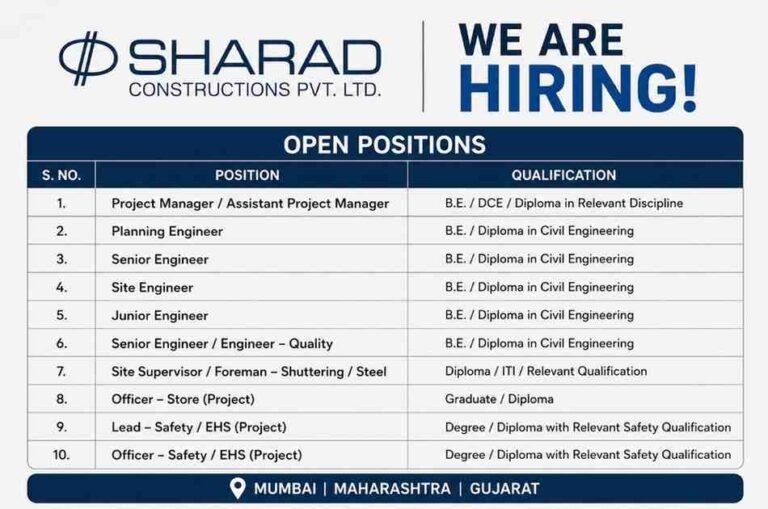 Sharad Constructions Recruitment 2026