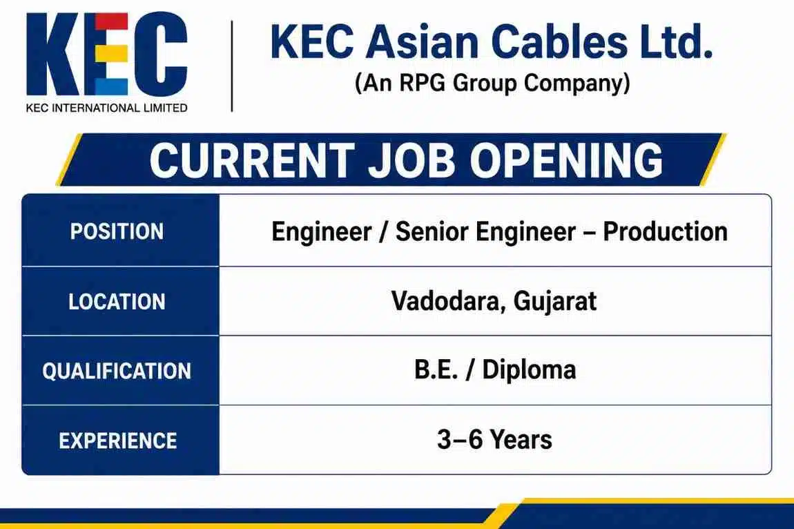 KEC Asian Cables Ltd. Hiring Engineer / Senior Engineer – Production