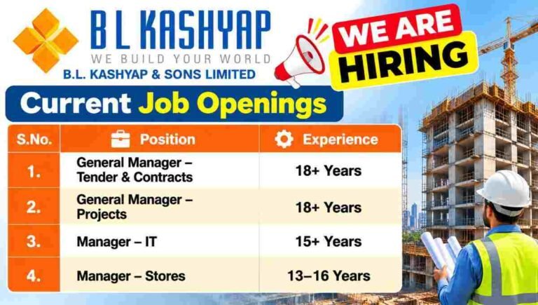 BL Kashyap & Sons Recruitment 2026